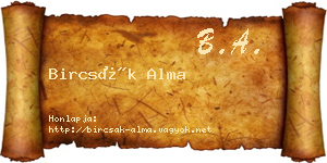 Bircsák Alma névjegykártya